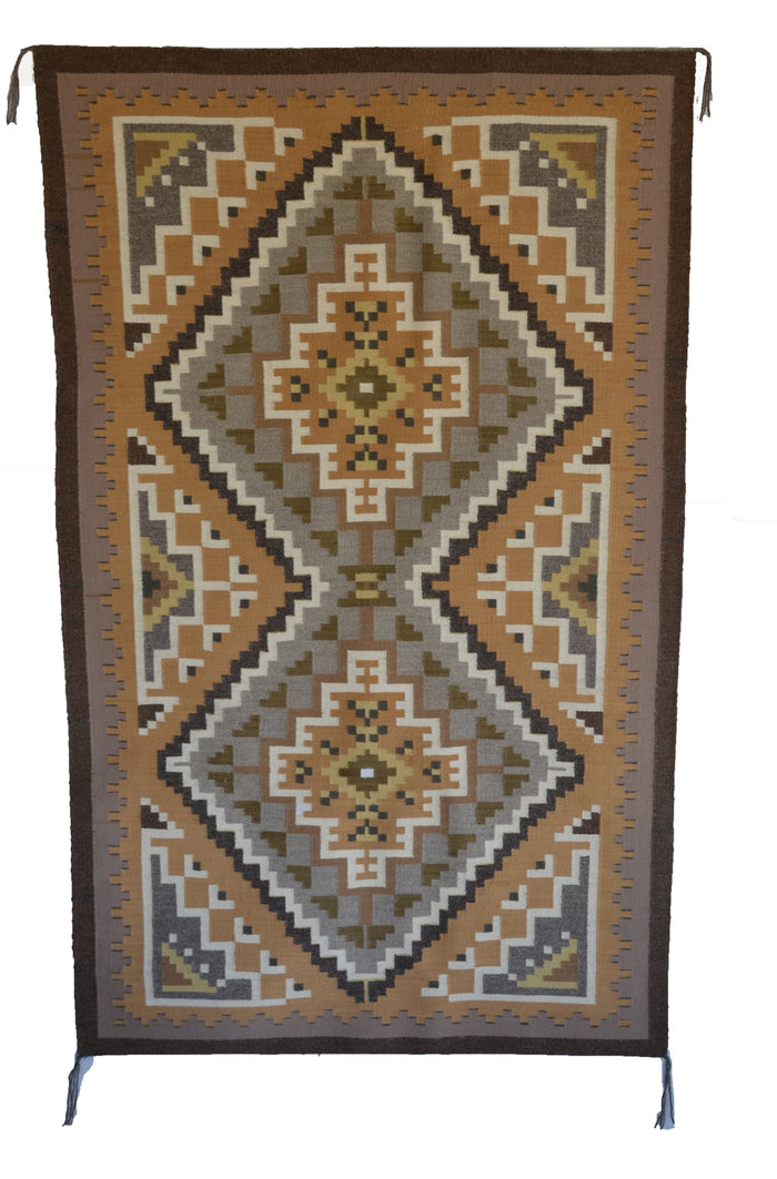 Three Turkey Ruin Navajo Rug : Helen Bia : Churro 1755 : 37" x 62" (3'1" x 5'2")