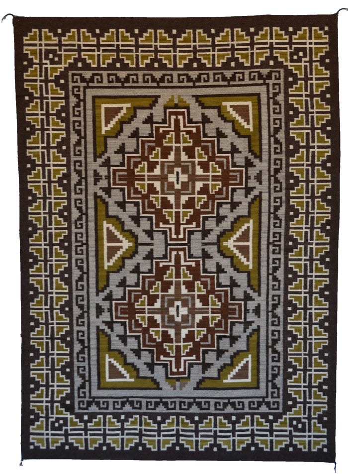 Two Grey Hill Variant Navajo Rug : Elsie Bia : Churro 1771 : 52" x 70" (4'4" x 5'10")