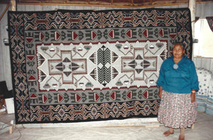 Teec Nos Pos Navajo Weaving : Grace Nez : Churro 58  : 72" x 120" (6'x 10)