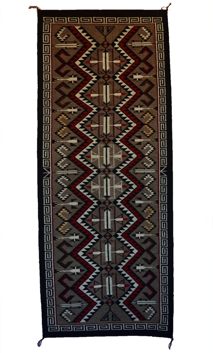 Red Mesa / Teec Nos Pos Runner : Navajo Rug : Marion Nez : Churro 1760 : 25" x 60" (2'1" x 5')