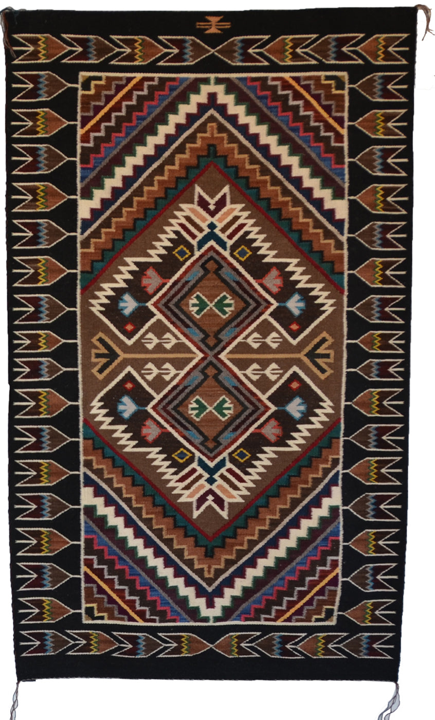 SOLD - Teec Nos Pos Navajo Rug : Cara Gorman Yazzie : Churro 1770 : 38" x 59" (3'2" x 4'11")