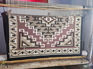 Two Grey Hills Variant Navajo Rug : Irene Bia : Churro 1766 : 42" x 66" (3'6" x 5'6")