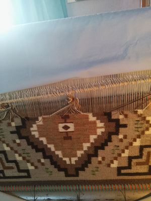 Two Grey Hill Navajo Rug : Gloria Bia : on the loom